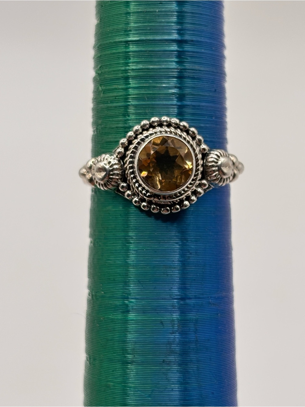 925 Sterling Silver Citrine Ring Ornate Statement Ring Size 6.25 - Picture 1 of 4